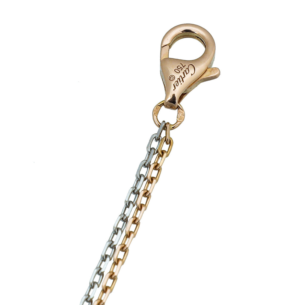 Cartier 18K White-Pink Gold Diamond Double Chain Love 3 Circles Pendant