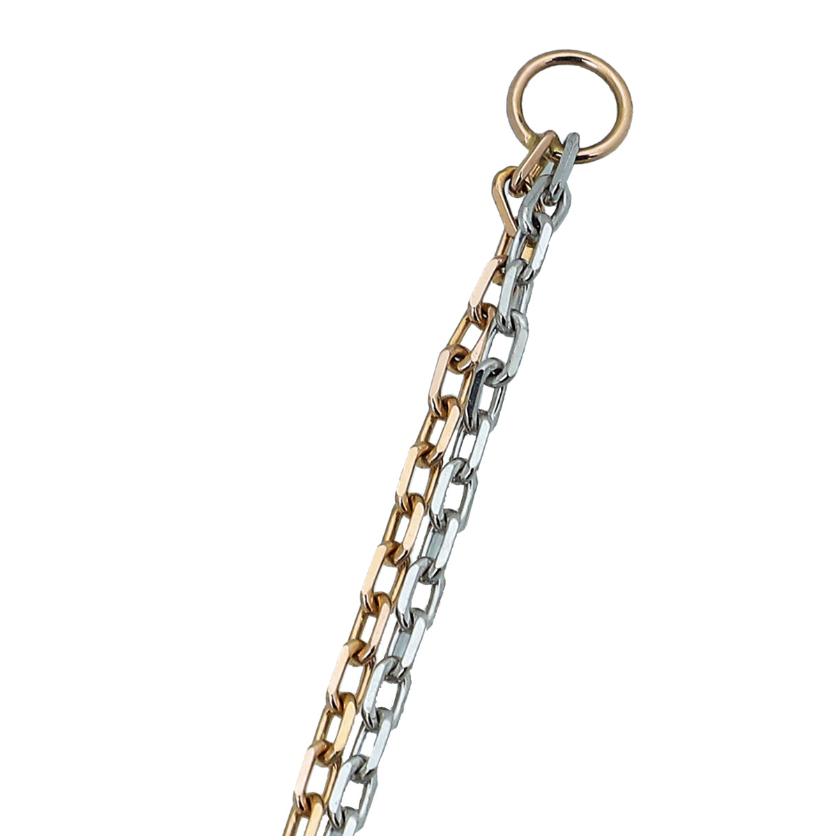 Cartier 18K White-Pink Gold Diamond Double Chain Love 3 Circles Pendant