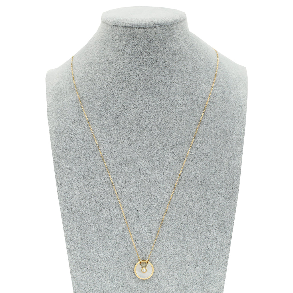 Cartier 18K Rose Gold Diamond MOP Amulette de Cartier Small Model Necklace