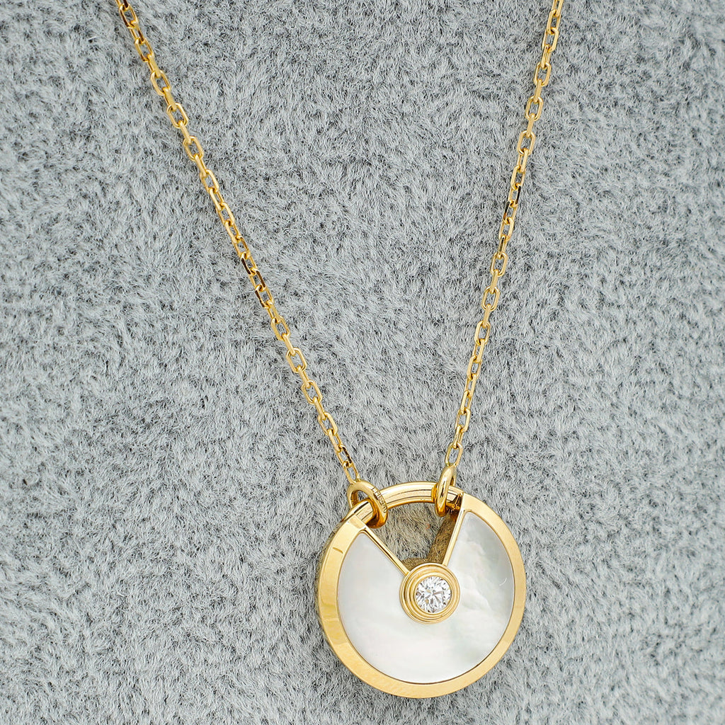 Cartier 18K Rose Gold Diamond MOP Amulette de Cartier Small Model Necklace