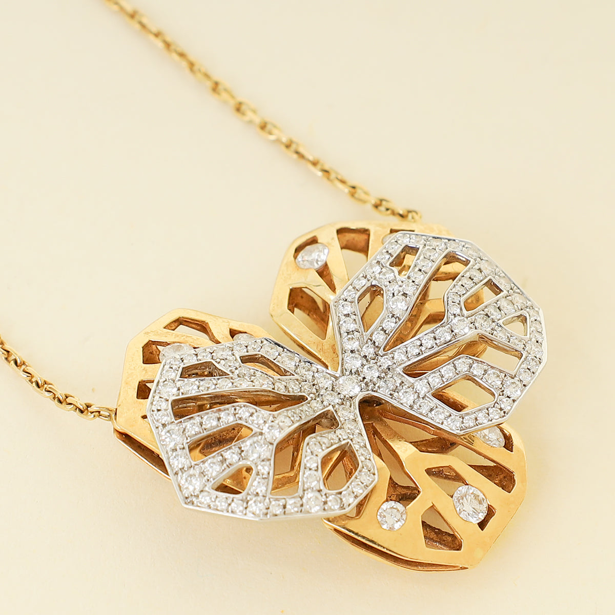 Cartier 18K Yellow and White Gold Diamond Caresse d'Orchidees Necklace