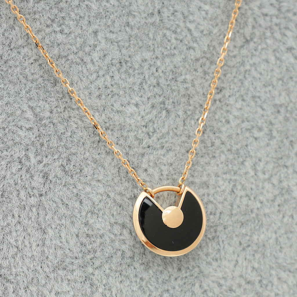 Cartier 18K Rose Gold Diamond Onyx Amulette de Cartier Necklace