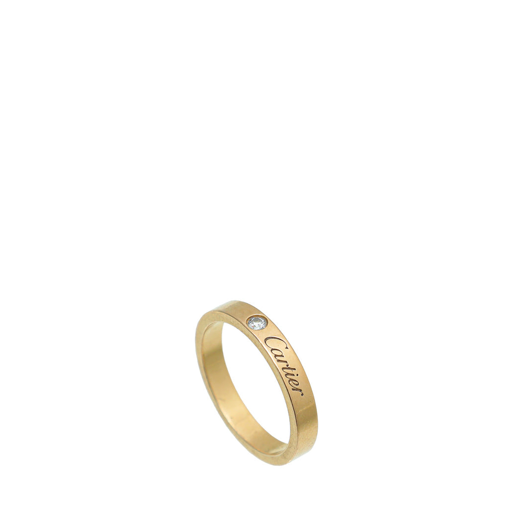 Cartier 18K Pink Gold Diamond C De Cartier Wedding Band Ring 52