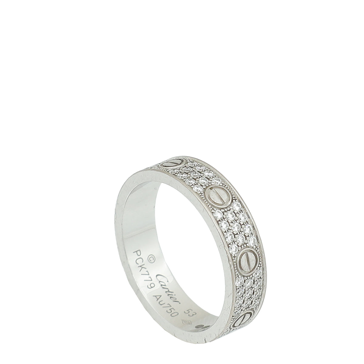 Cartier 18K White Gold Love Paved Diamond Small Model Ring 53