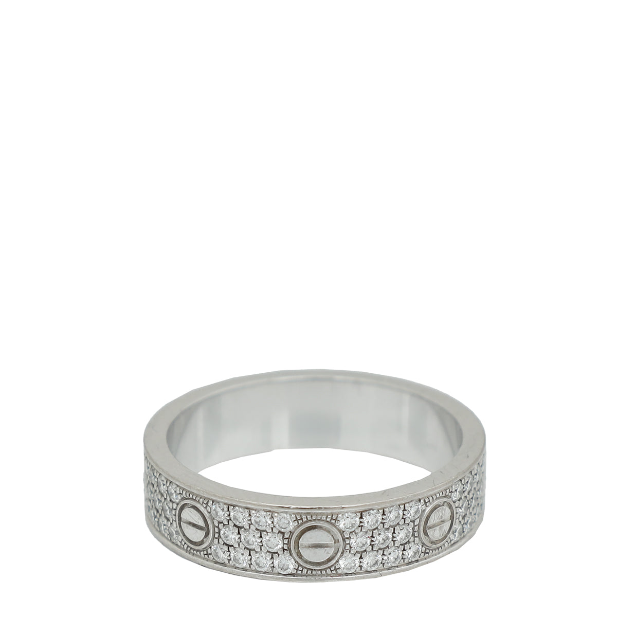 Cartier 18K White Gold Love Paved Diamond Small Model Ring 53