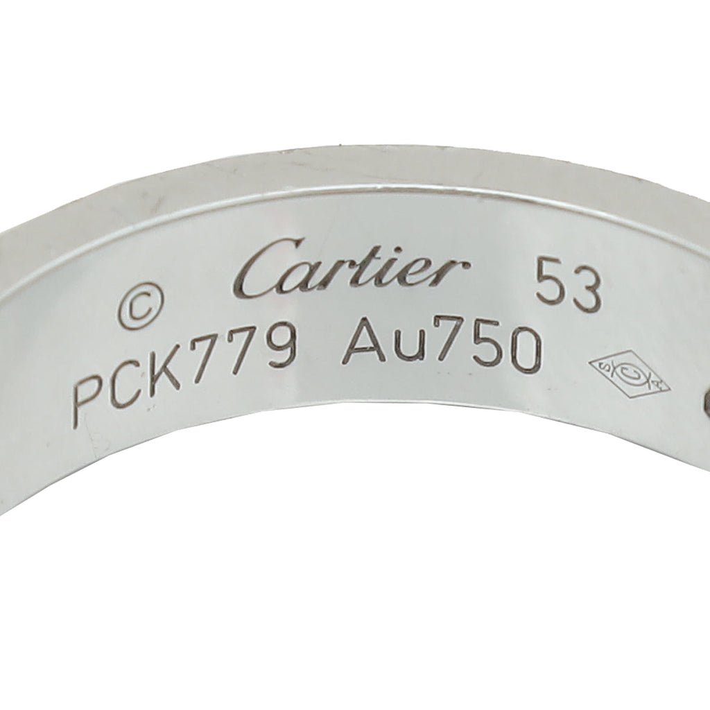 Cartier 18K White Gold Love Paved Diamond Small Model Ring 53
