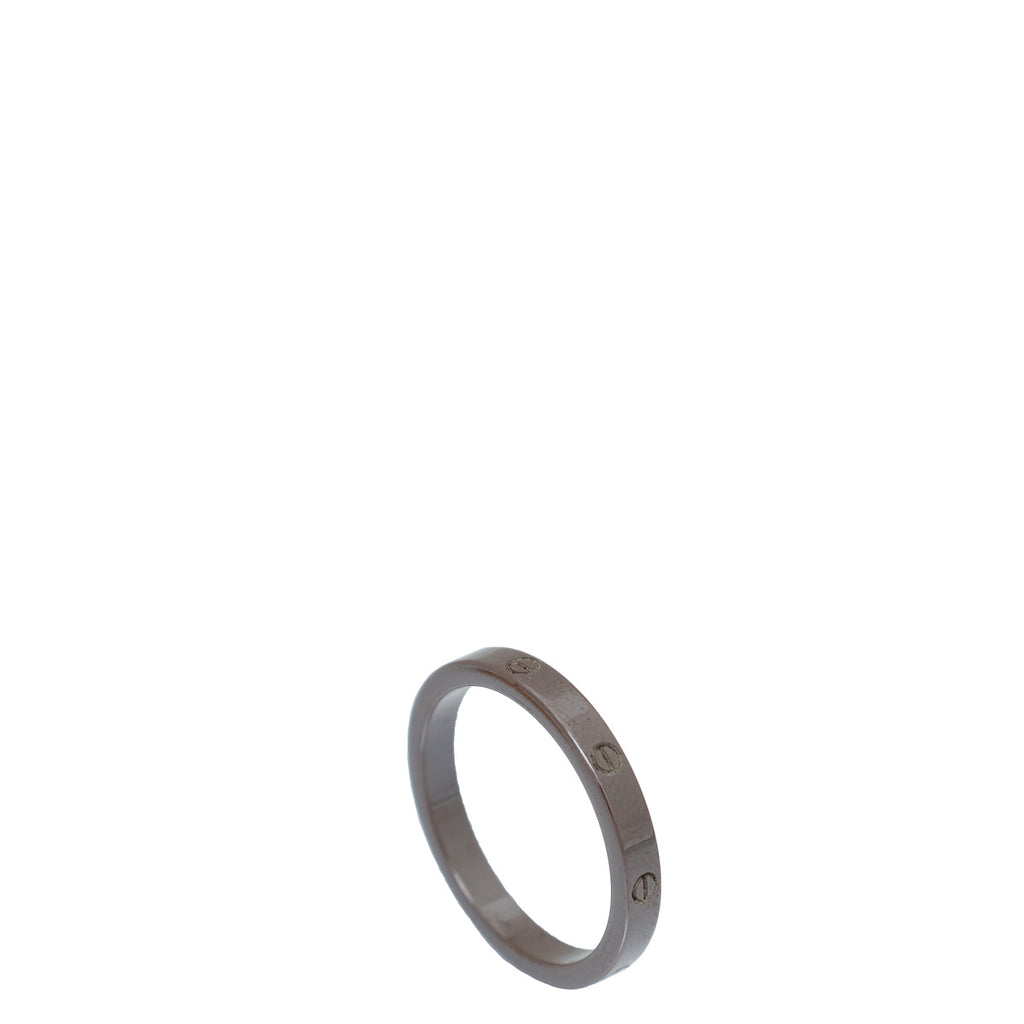 Cartier 18K Pink Gold Diamonds Ceramic Love 3 Hoops Ring 50