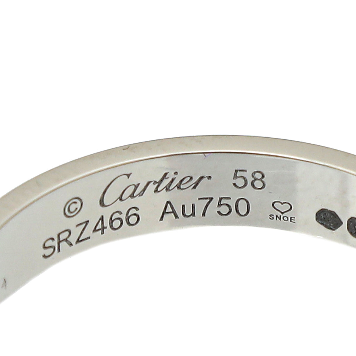 Cartier 18K White Gold Love Wedding Band Ring 58