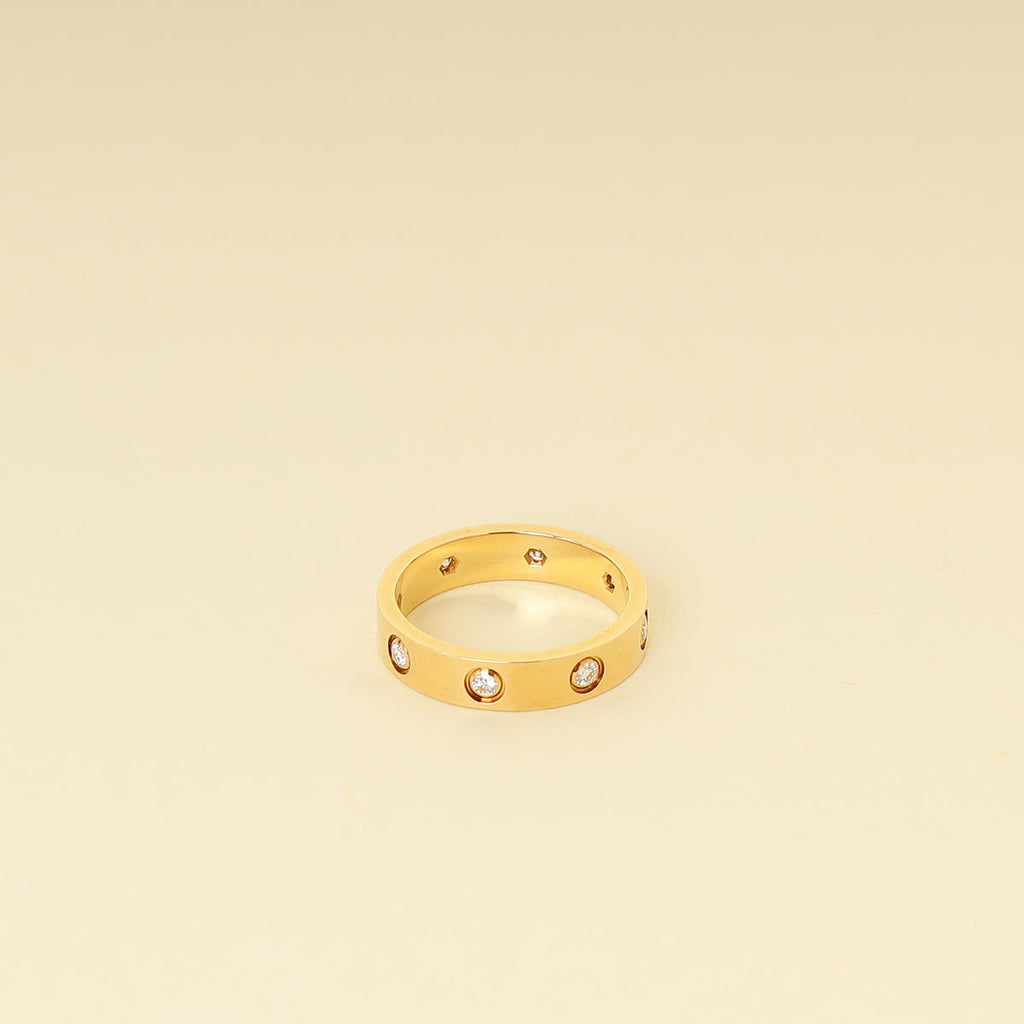 Cartier 18K Yellow Gold Love 8 Diamond Small Model Ring 51