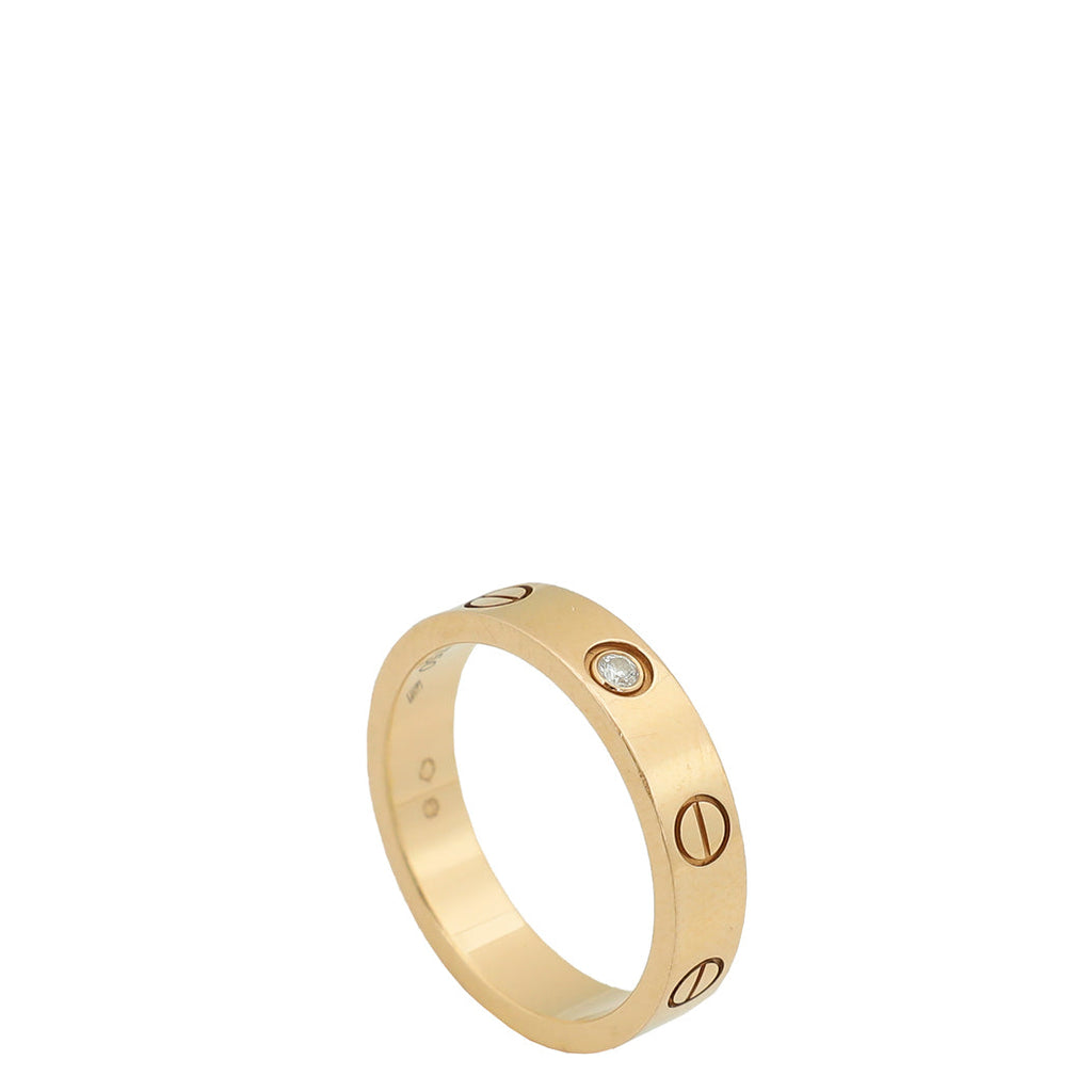 Cartier 18K Pink Gold 1 Diamond Love Wedding Ring 51