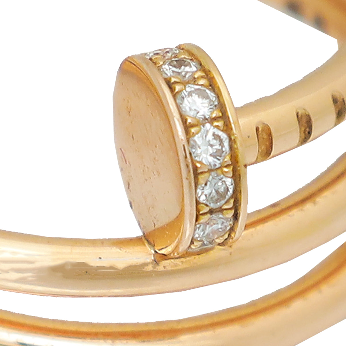 Cartier  18K Rose Gold 14 Diamonds Double Juste Un Clou Ring 50