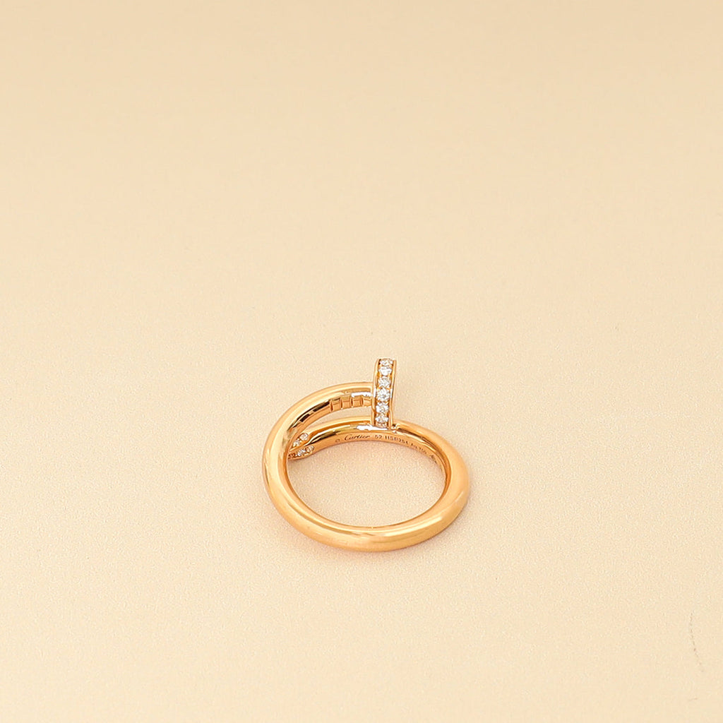 Cartier 18K Rose Gold Diamond Juste Un Clou Ring, Classic Model 52