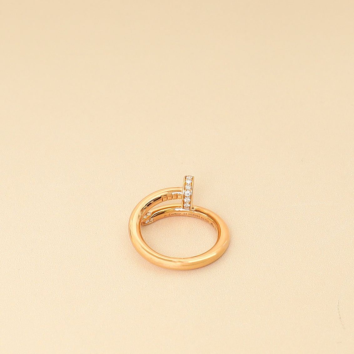 Cartier 18K Rose Gold Diamond Juste Un Clou Ring, Classic Model 52