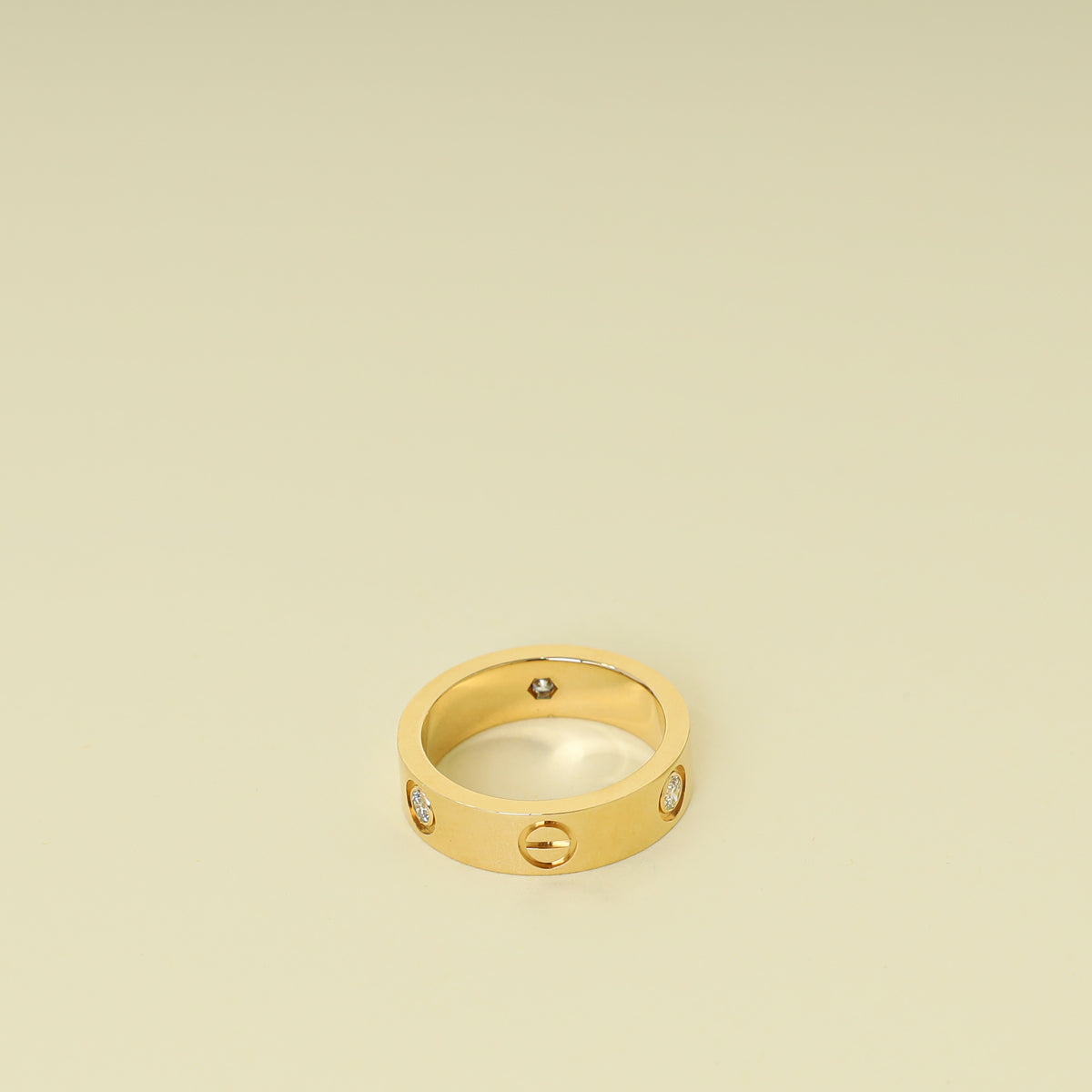 Cartier 18K Yellow Gold 3 Diamond Love Classic Ring 55