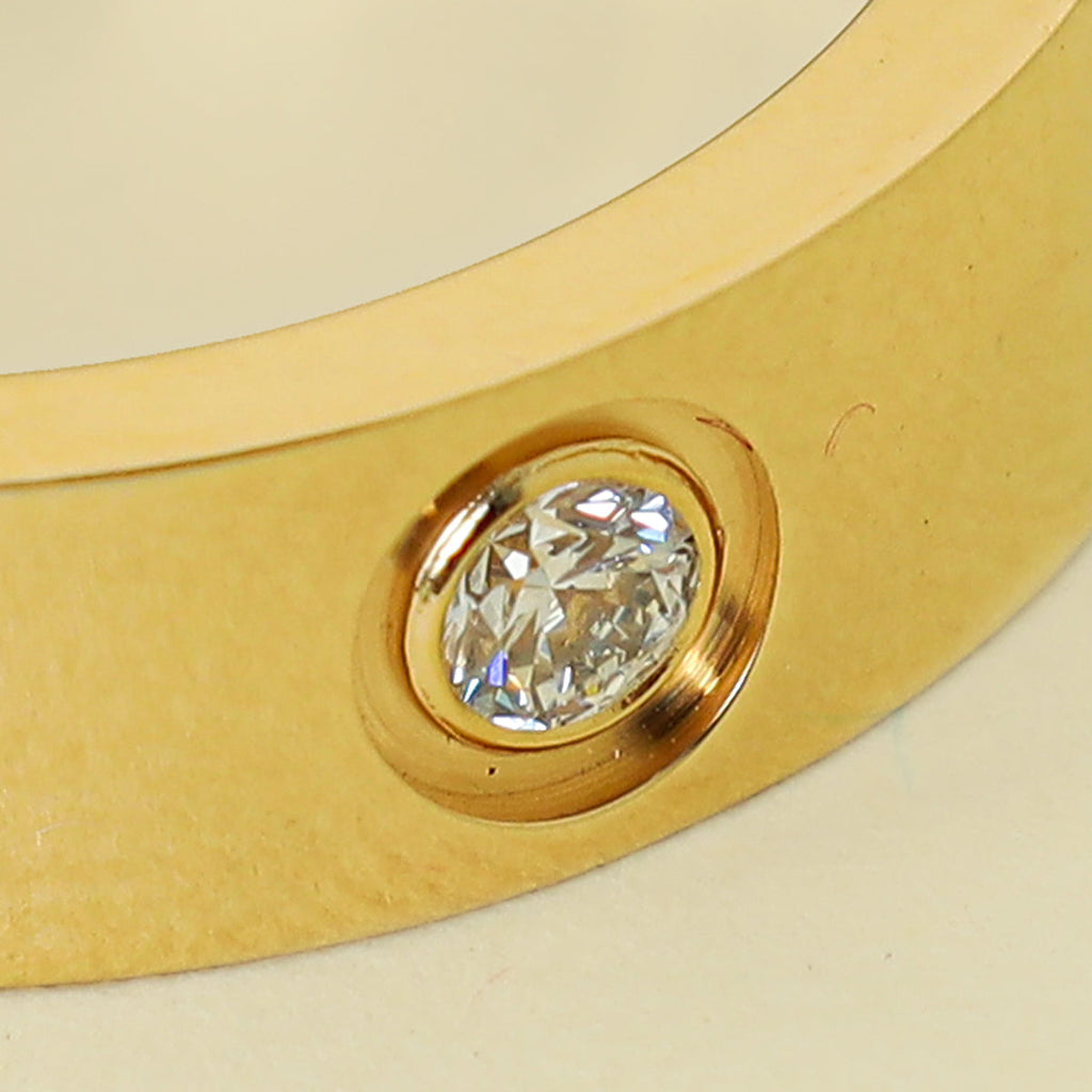 Cartier 18K Yellow Gold 3 Diamond Love Classic Ring 55
