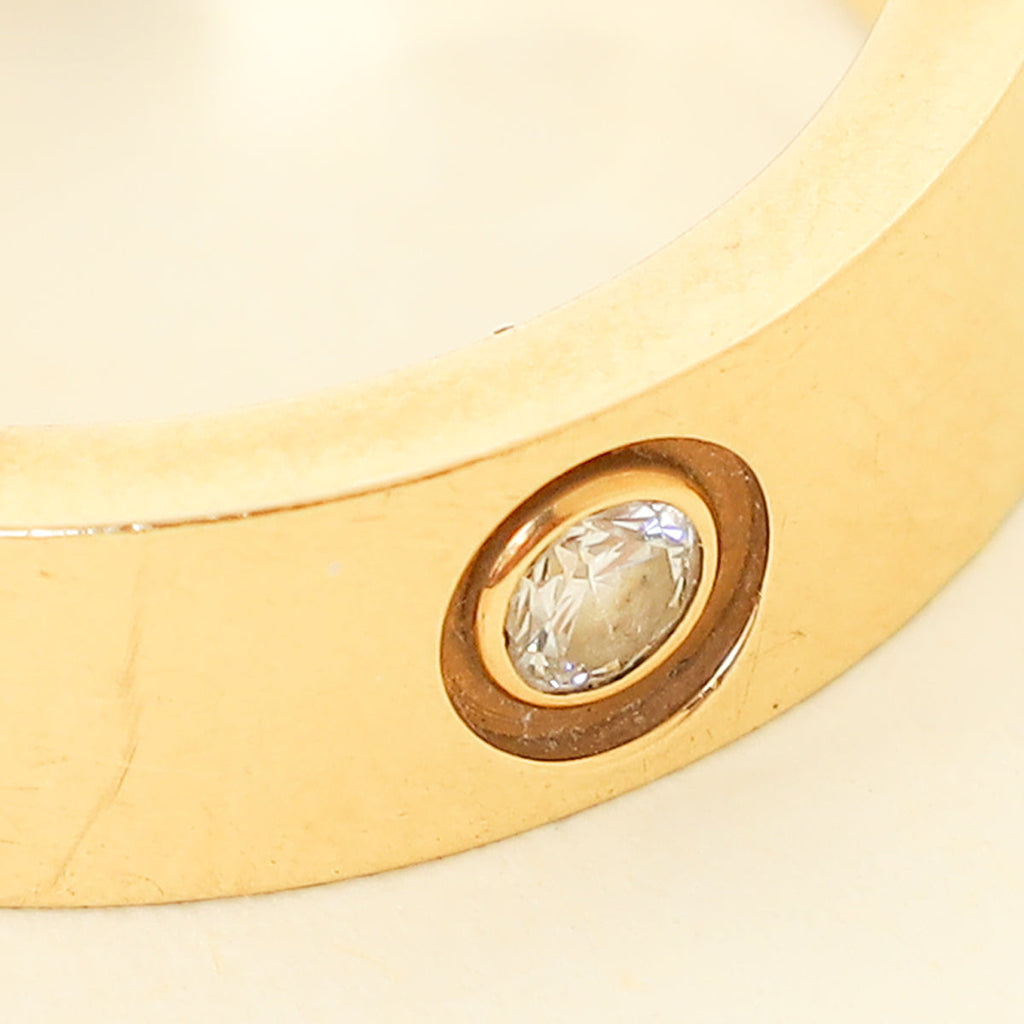 Cartier 18K Yellow Gold Love 3 Diamond Ring 56