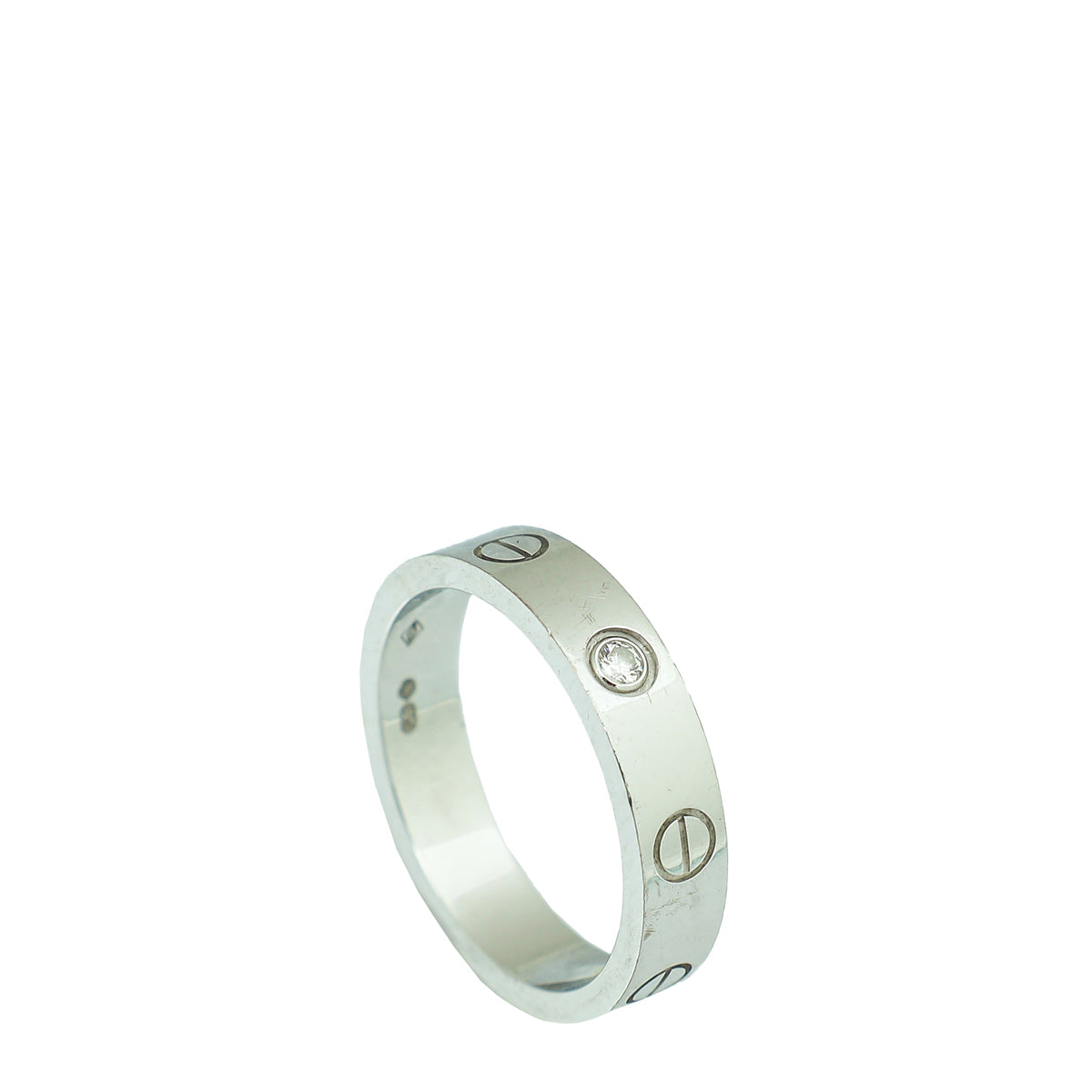 Cartier 18K White Gold 1 Diamond Love Wedding Band Ring 51