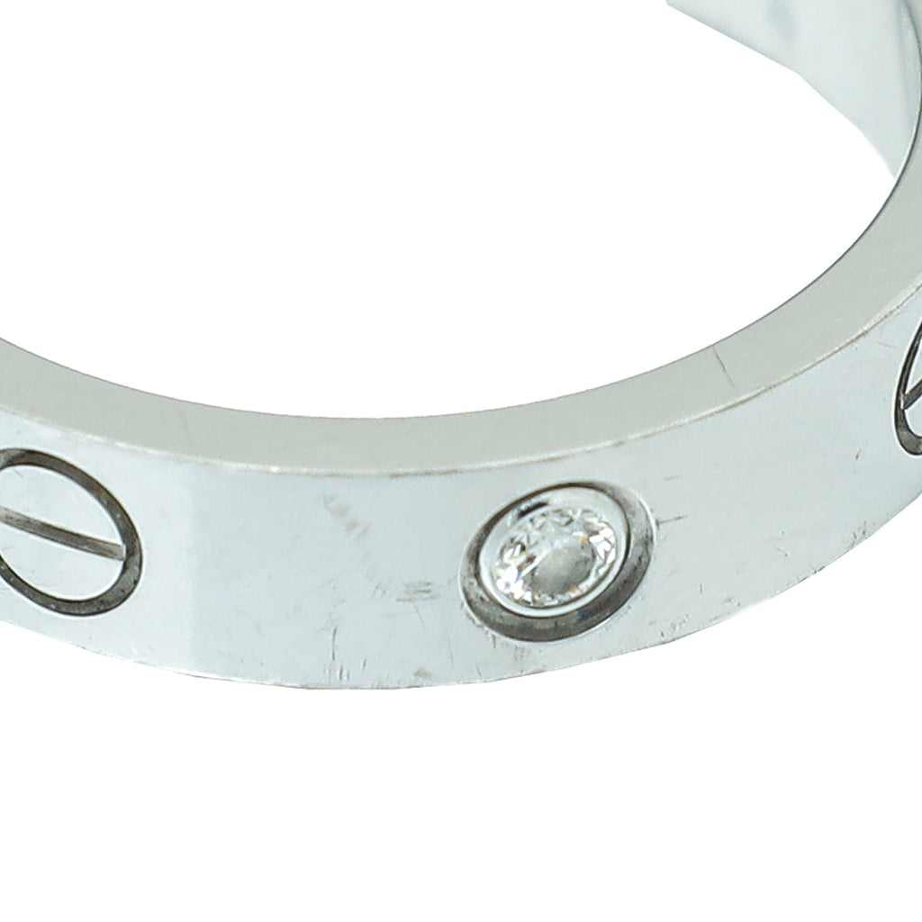 Cartier 18K White Gold 1 Diamond Love Wedding Band Ring 51