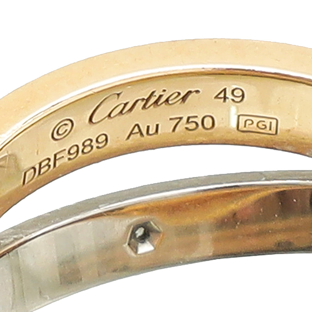 Cartier 18K Pink/White Gold Love Double Band Ring 49
