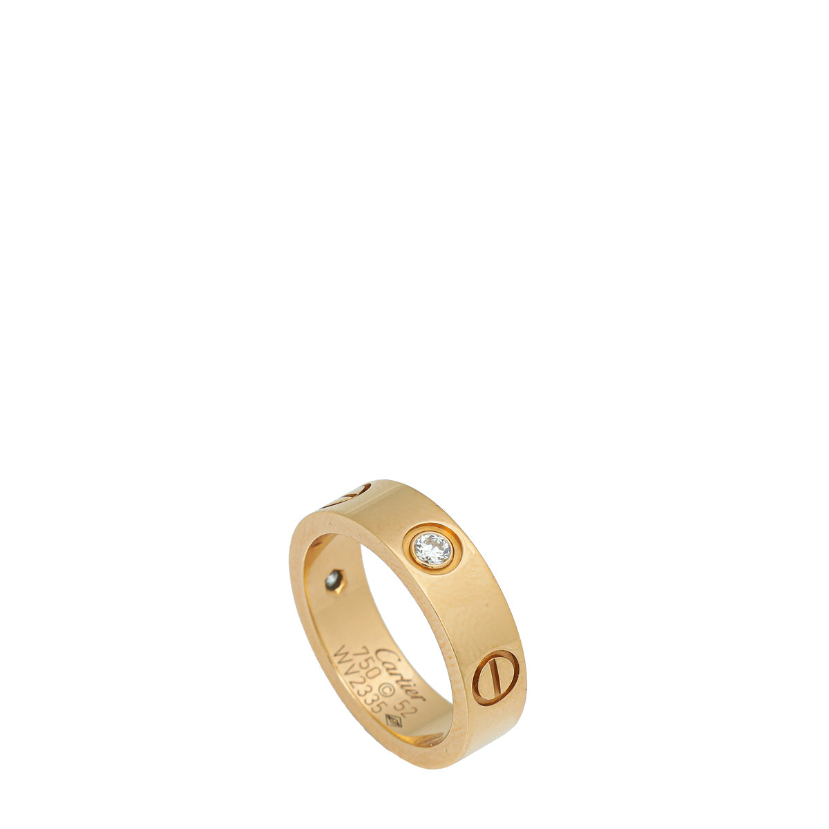 Cartier 18K Pink Gold 3 Diamonds Love Ring 52