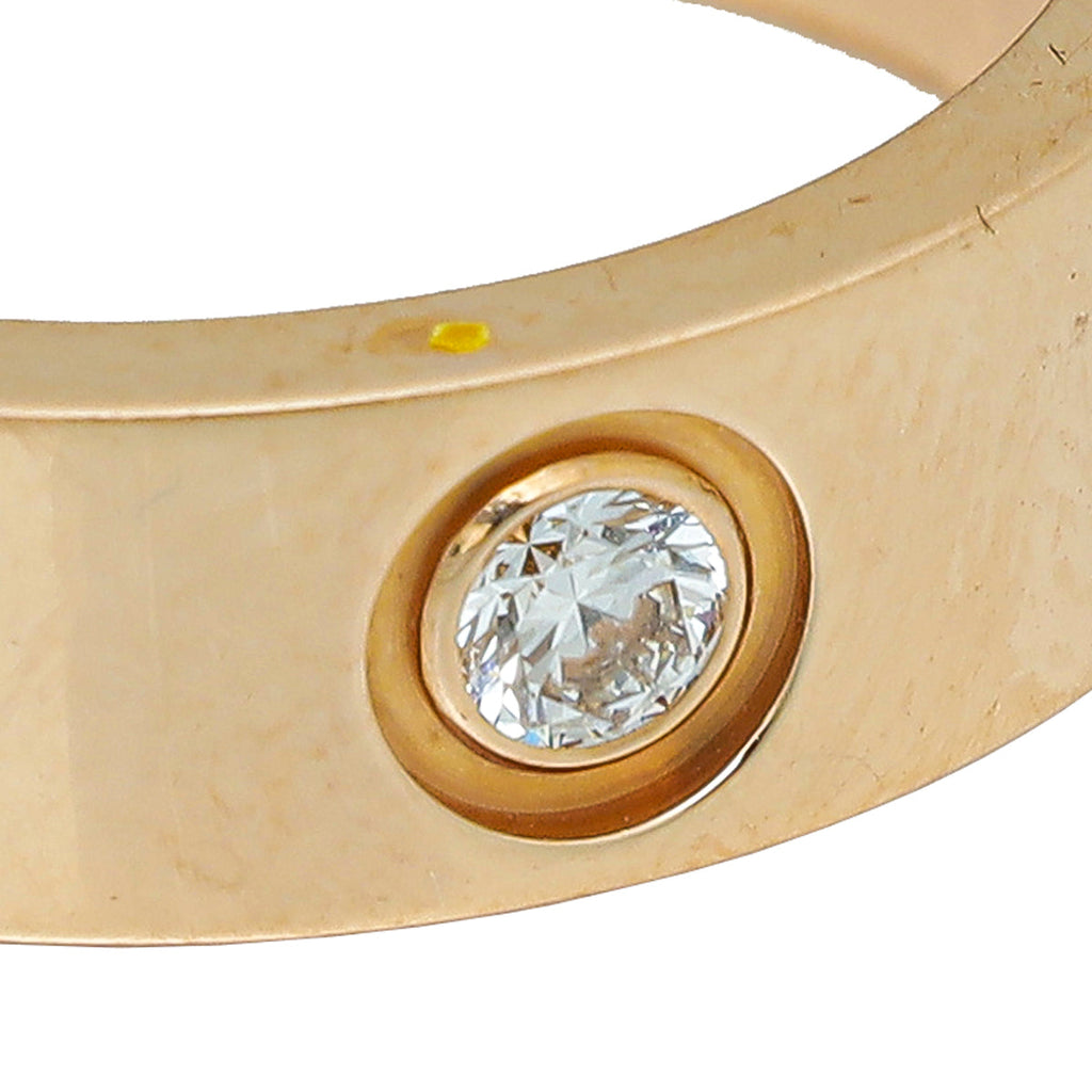Cartier 18K Pink Gold 3 Diamonds Love Ring 52