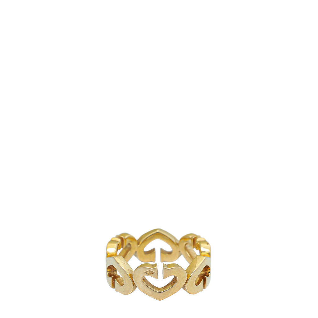 Cartier 18K Rose Gold Diamond C Heart Links Ring 53