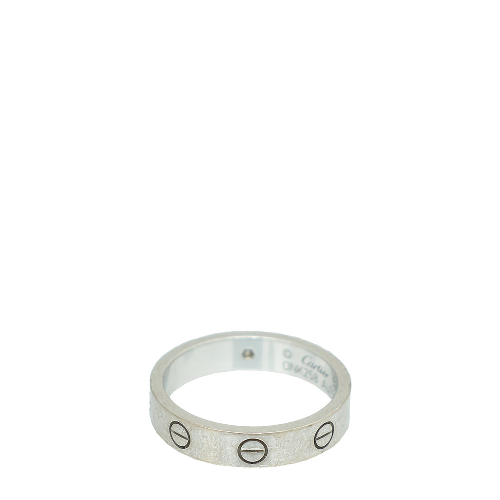 Cartier 18K White Gold Diamond Love Wedding Band Ring 53