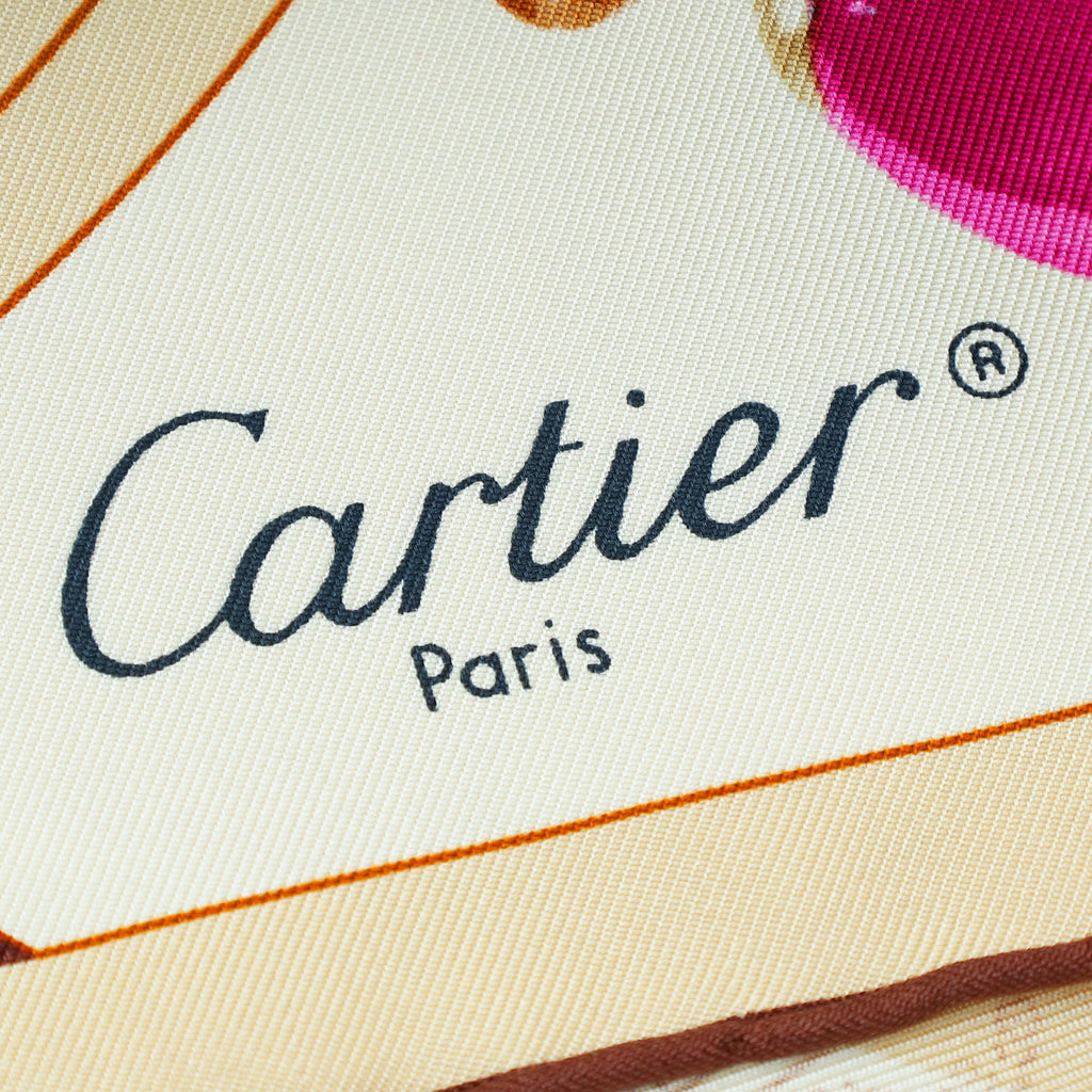 Cartier Multicolor Paris London New York Print Jewelry Print Silk Scarf