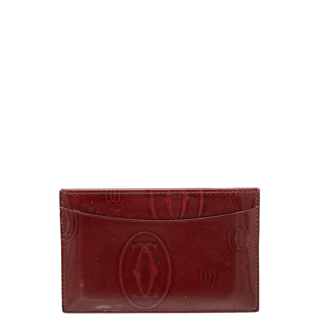 Cartier Burgundy Happy Birthday Single Card Holder
