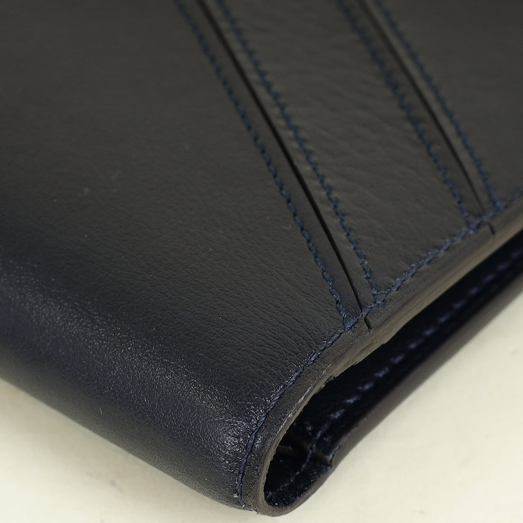 Cartier Navy Diagonal Stitched Wallet (For Men)