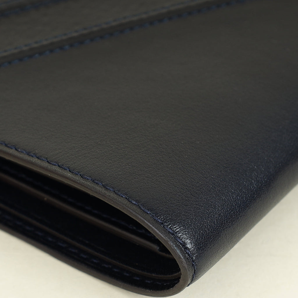 Cartier Navy Diagonal Stitched Wallet (For Men)