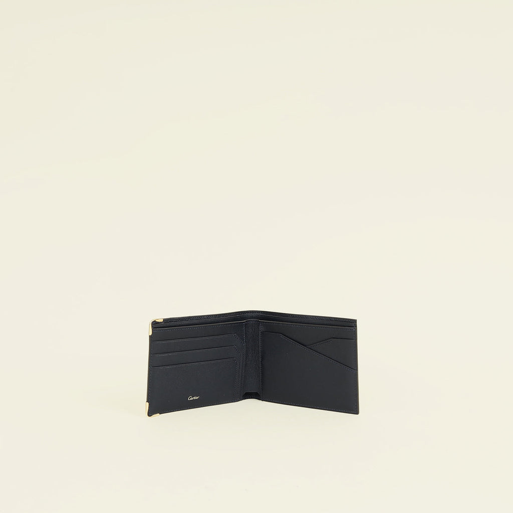 Cartier Navy Diagonal Stitched Wallet (For Men)