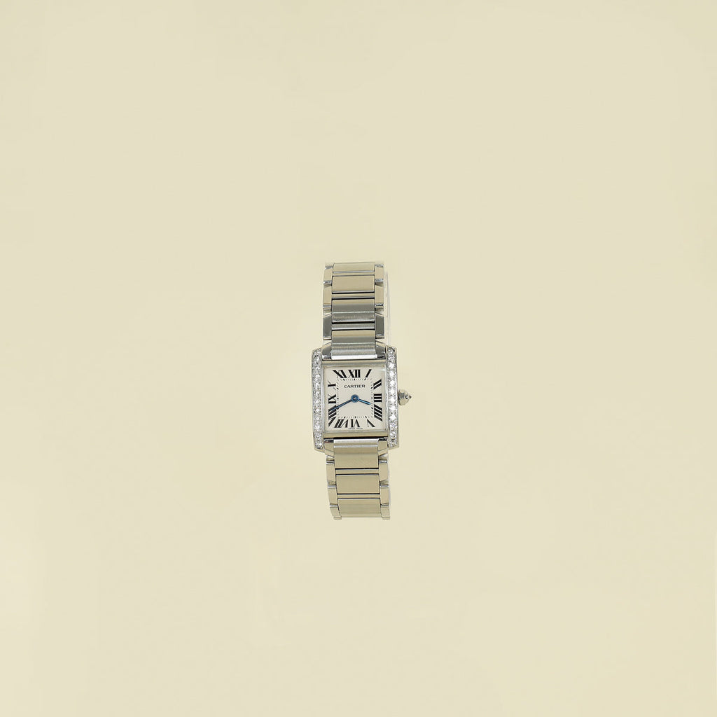 Cartier Stainless Steel Diamond Tank Française Watch