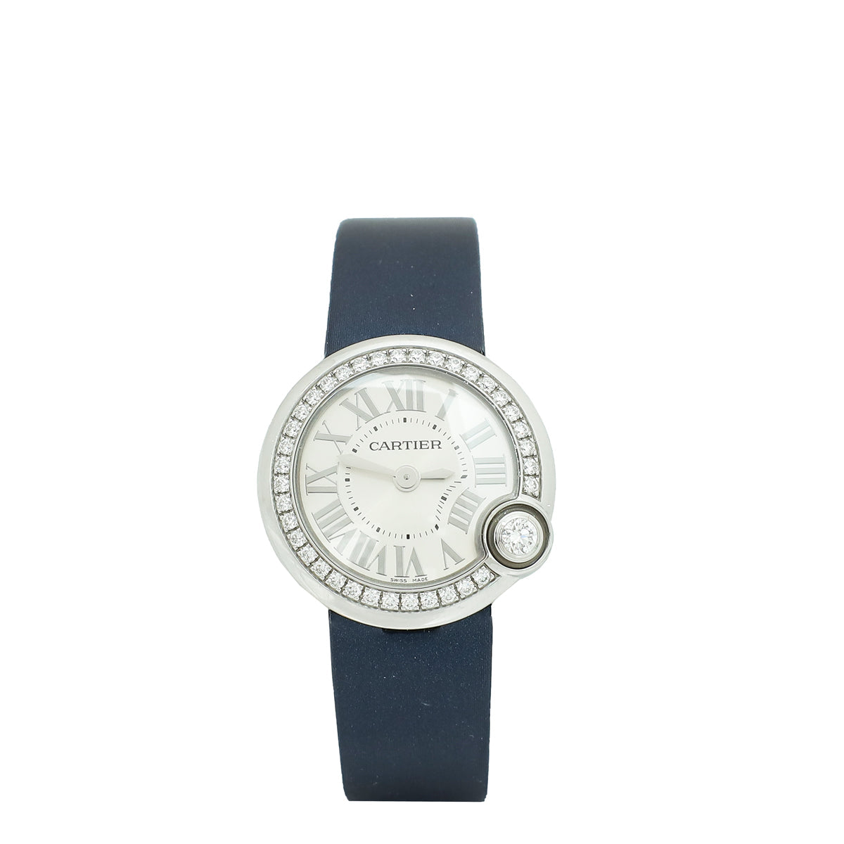 Cartier Steel Diamond Ballon Blanc 26mm Quartz Watch