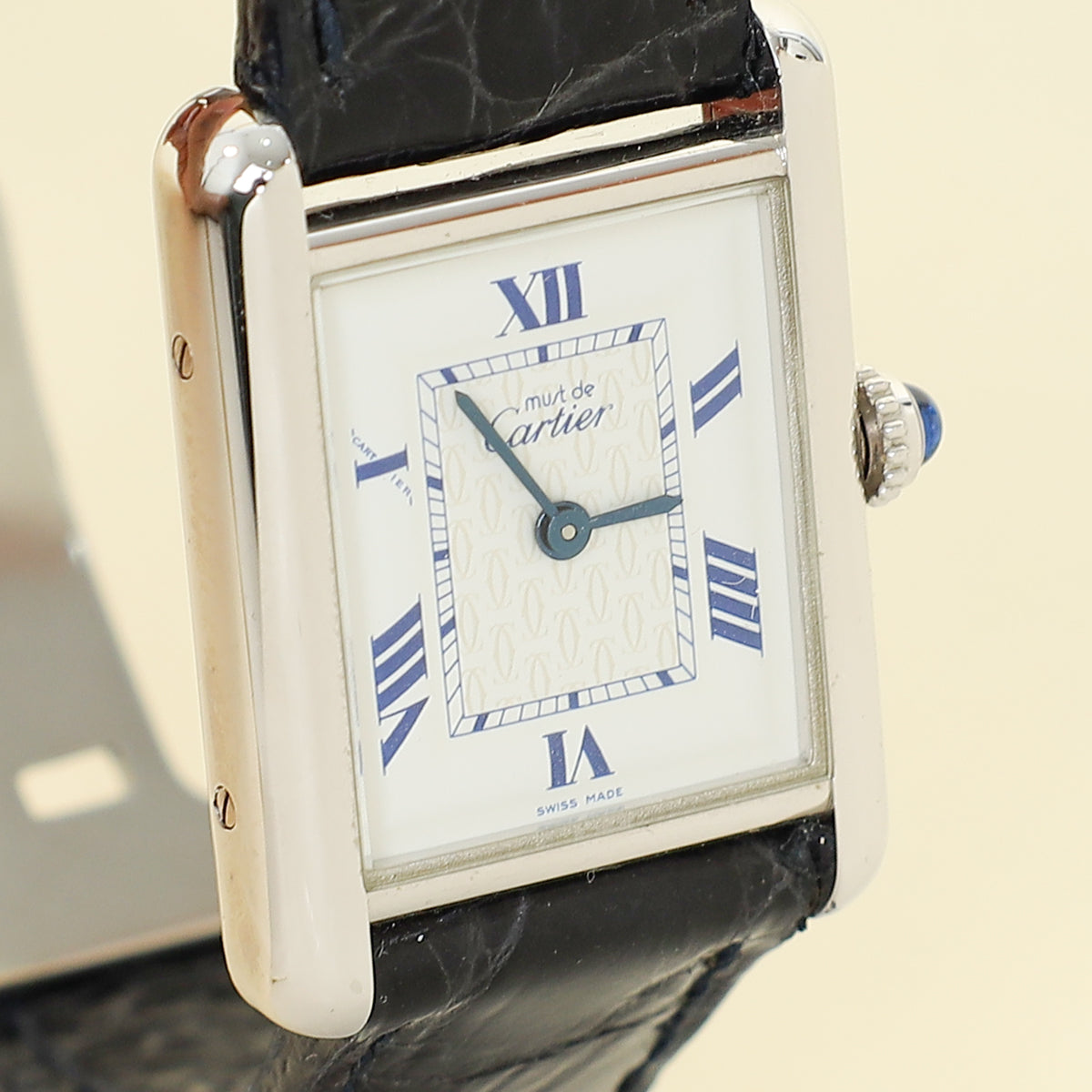 Cartier Indigo Blue Tank Must De Cartier Argent Quartz Watch