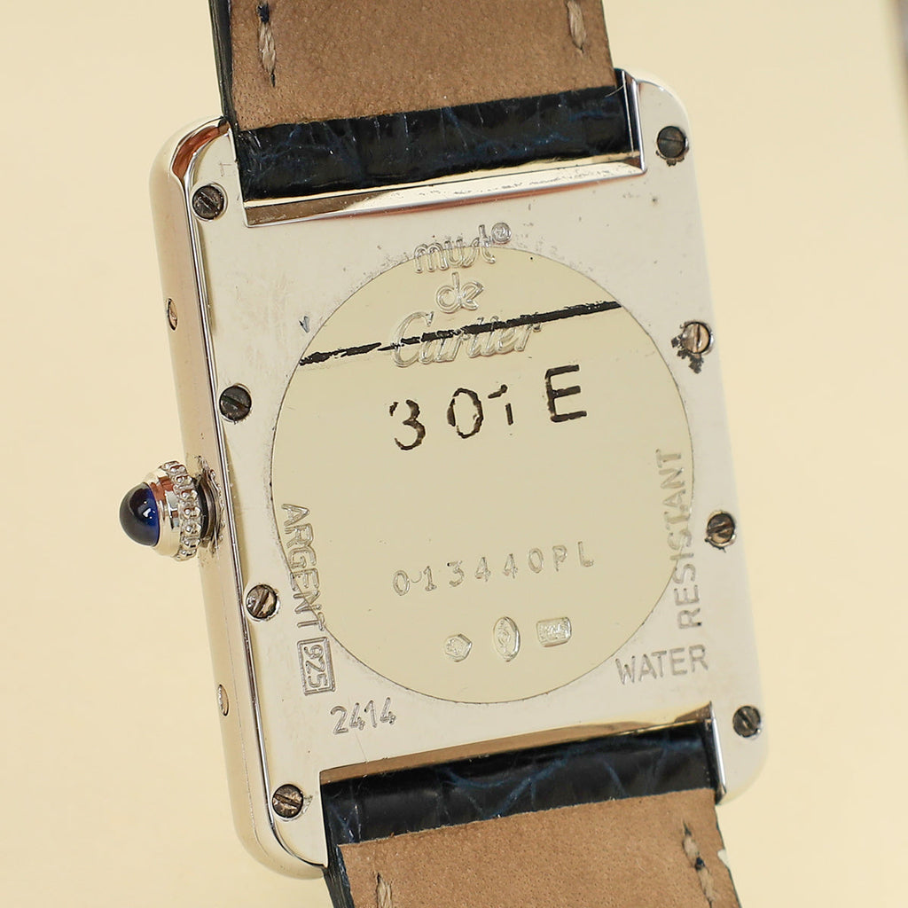 Cartier Indigo Blue Tank Must De Cartier Argent Quartz Watch