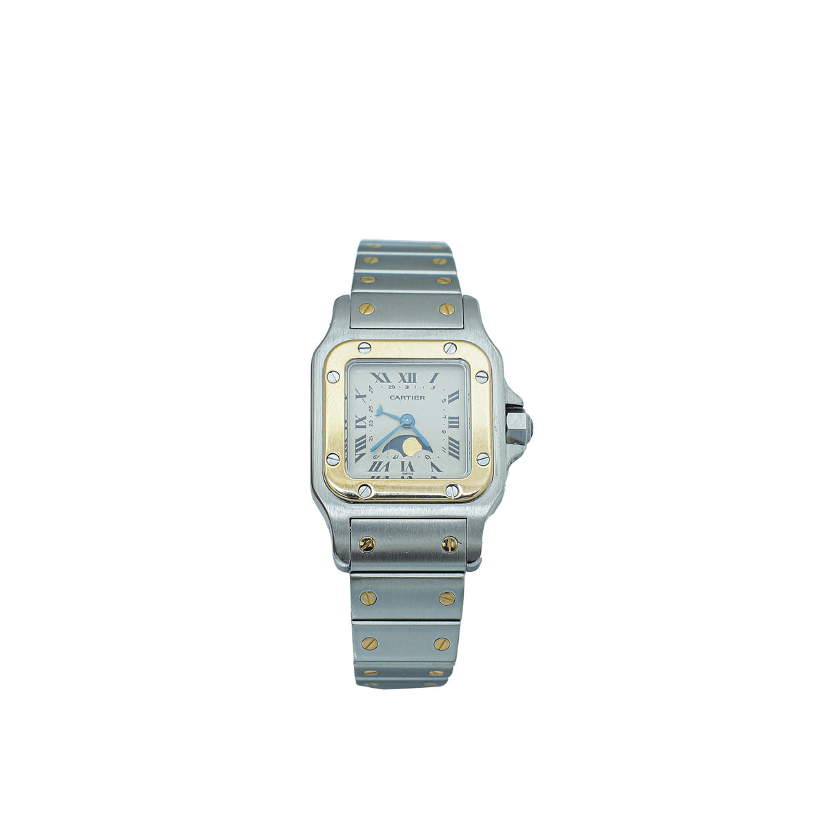 Cartier Steel Gold Santos Galbee Moon Phase 24mm Quartz Watch