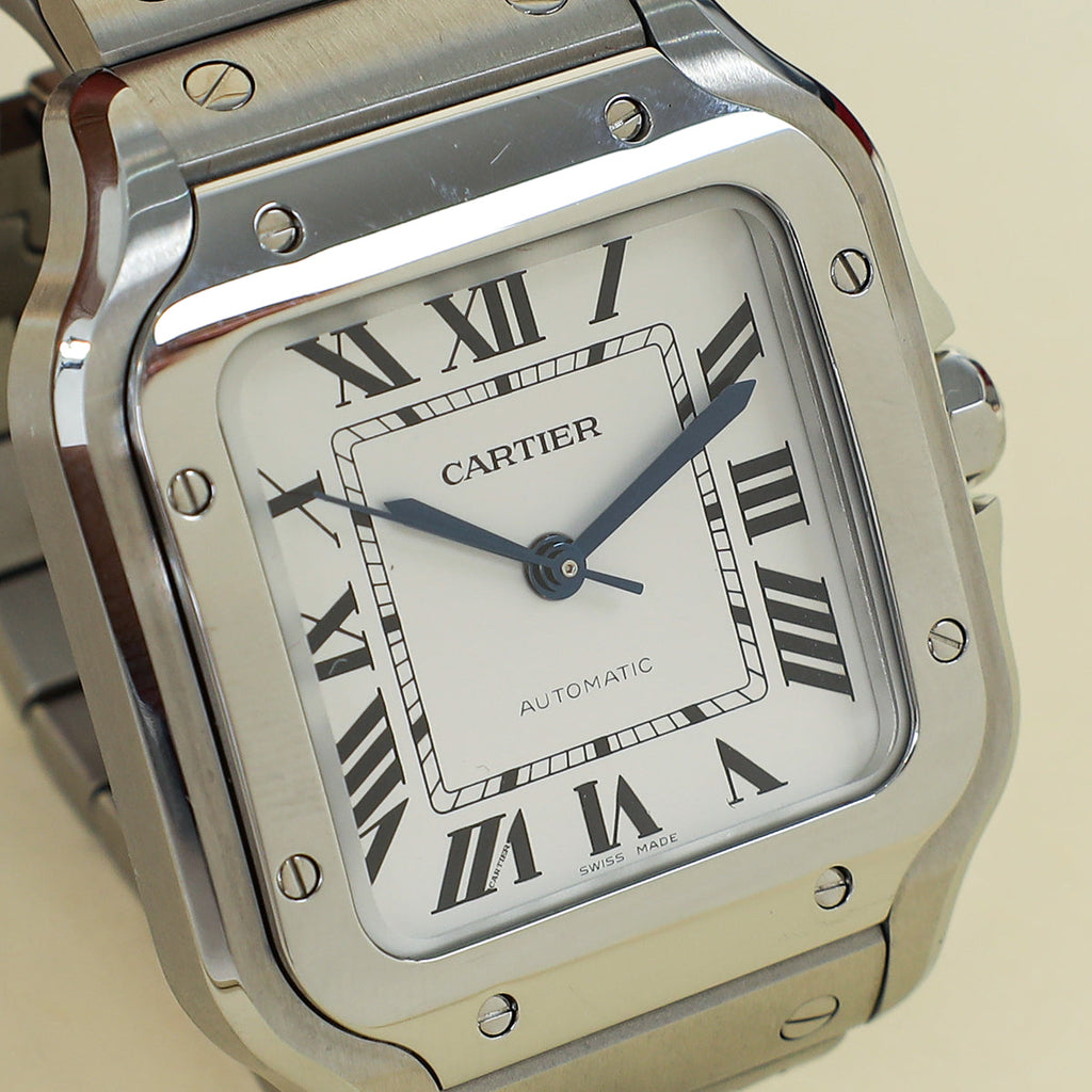 Cartier Stainless Steel Santos De Cartier Medium Model Automatic Movement Watch