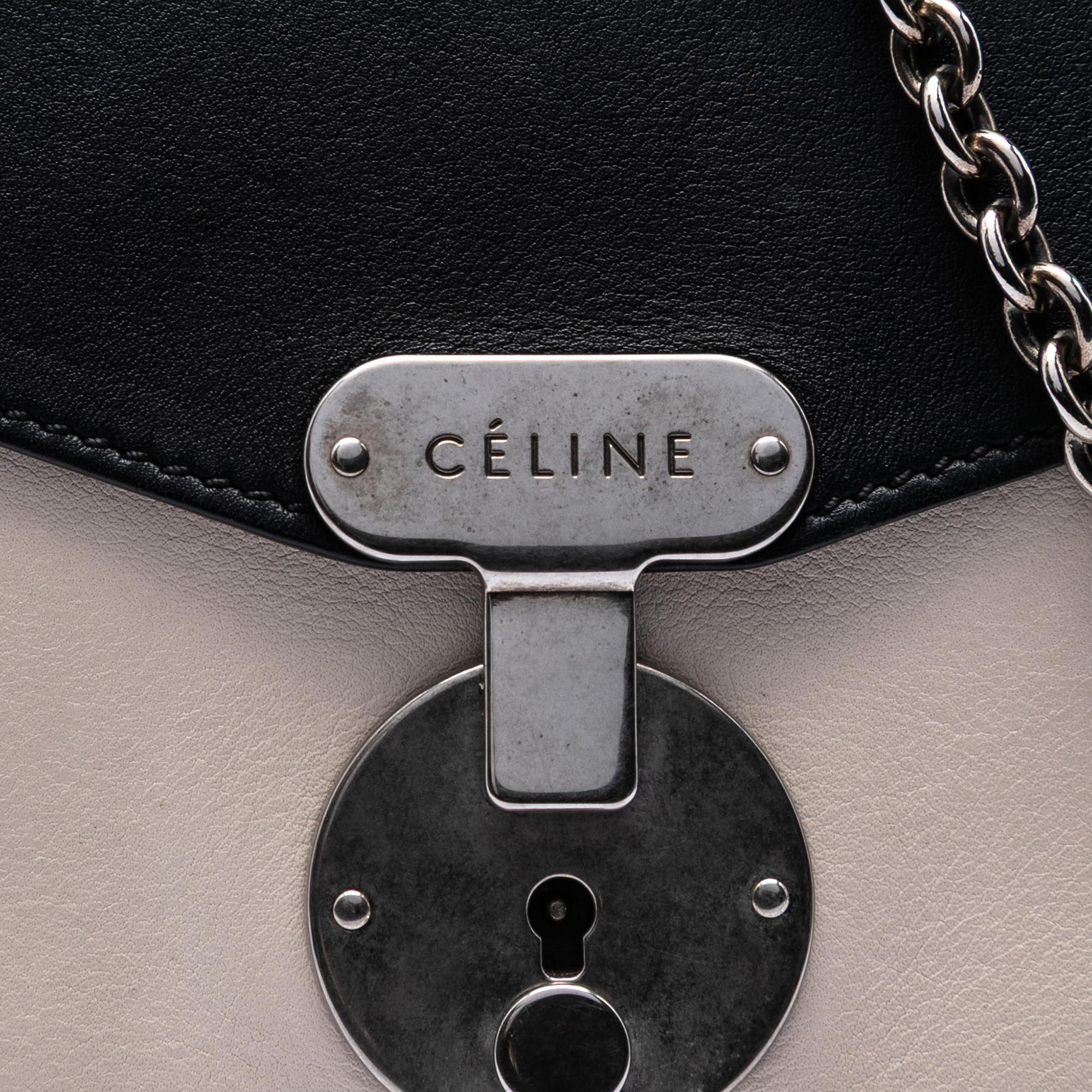 Celine Bicolor Leather Pocket Envelope Zip Crossbody