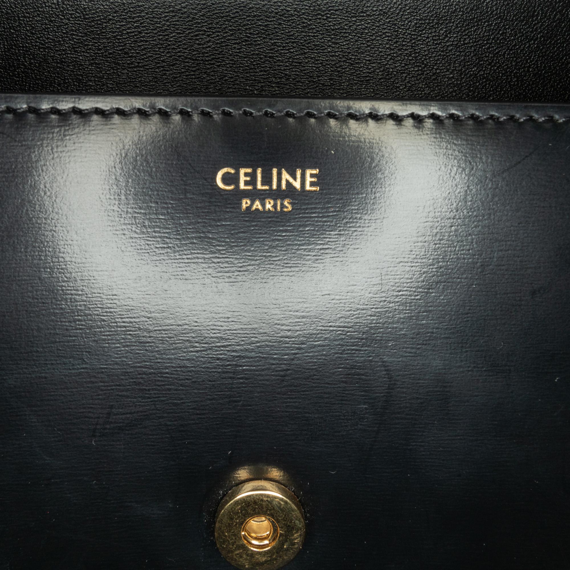 Celine Calfskin Cuir Triomphe Chain Shoulder Bag (SHG-7mujIg)