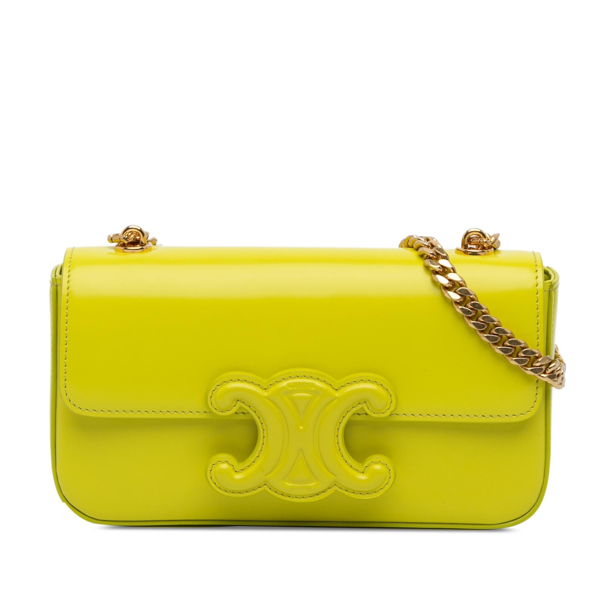 Celine Calfskin Cuir Triomphe Chain Shoulder Bag