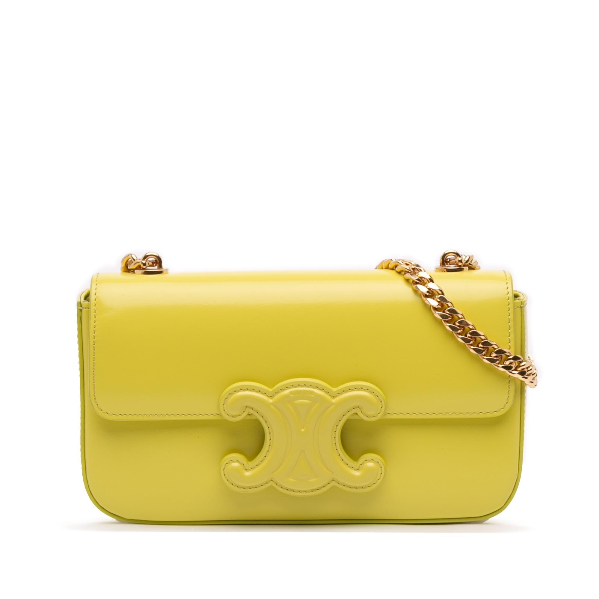 Celine Calfskin Cuir Triomphe Chain Shoulder Bag