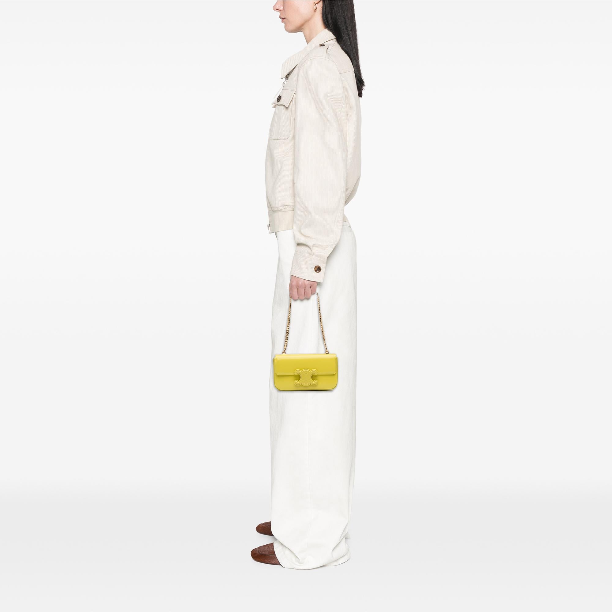 Celine Calfskin Cuir Triomphe Chain Shoulder Bag