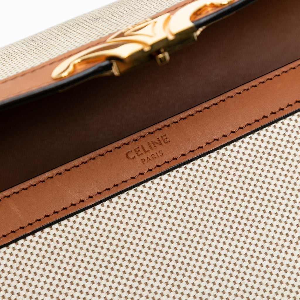 Celine Classique Canvas and Calfskin Triomphe Crossbody