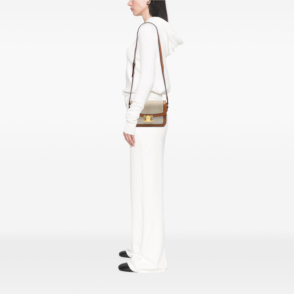 Celine Classique Canvas and Calfskin Triomphe Crossbody