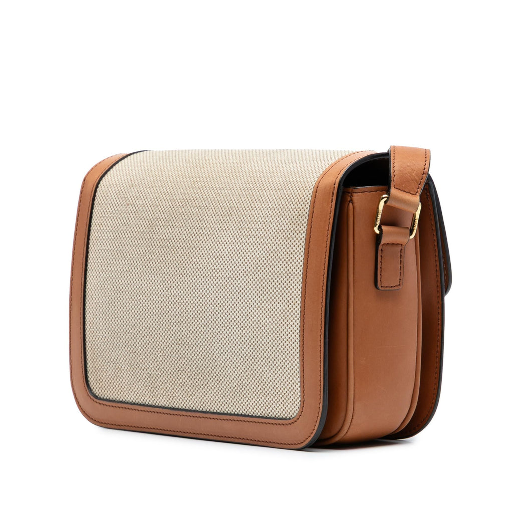 Celine Classique Canvas and Calfskin Triomphe Crossbody