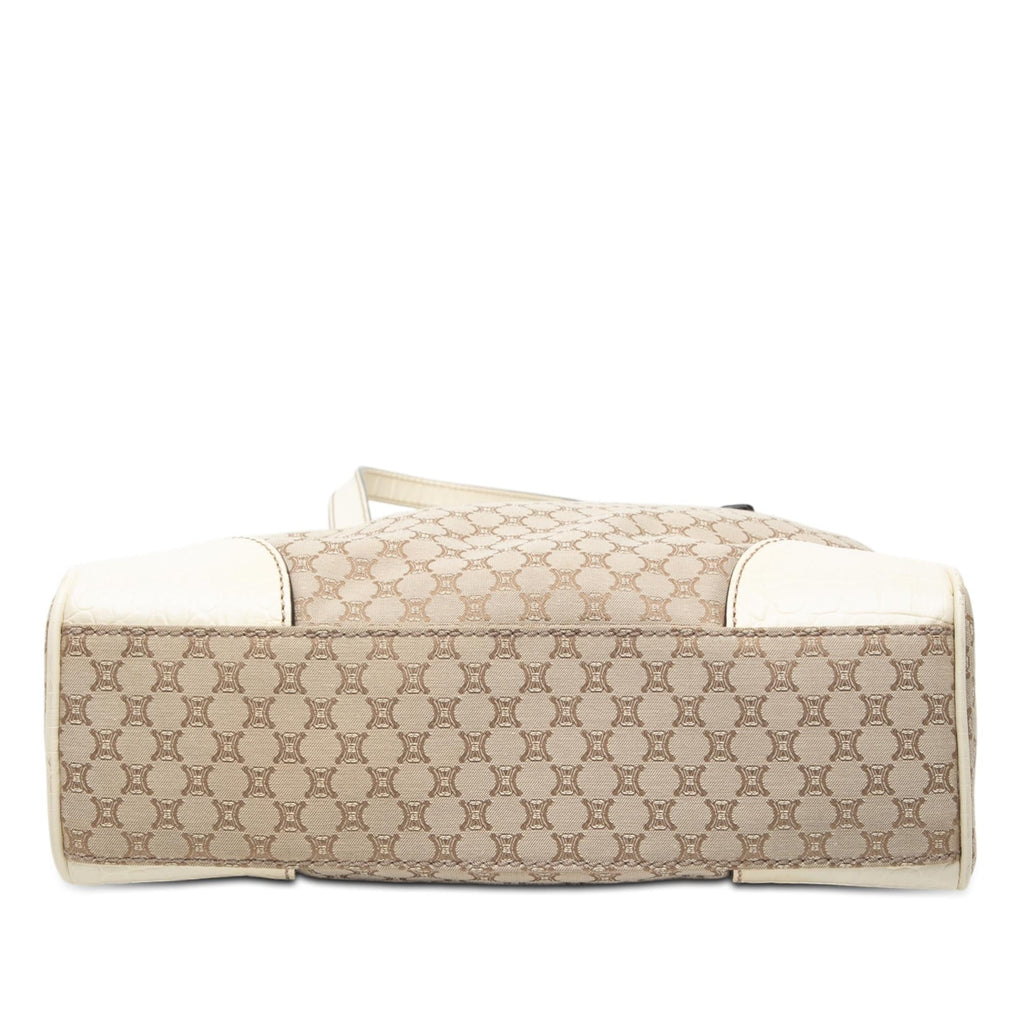 Celine Croc Embossed Leather Trimmed Macadam Canvas Tote