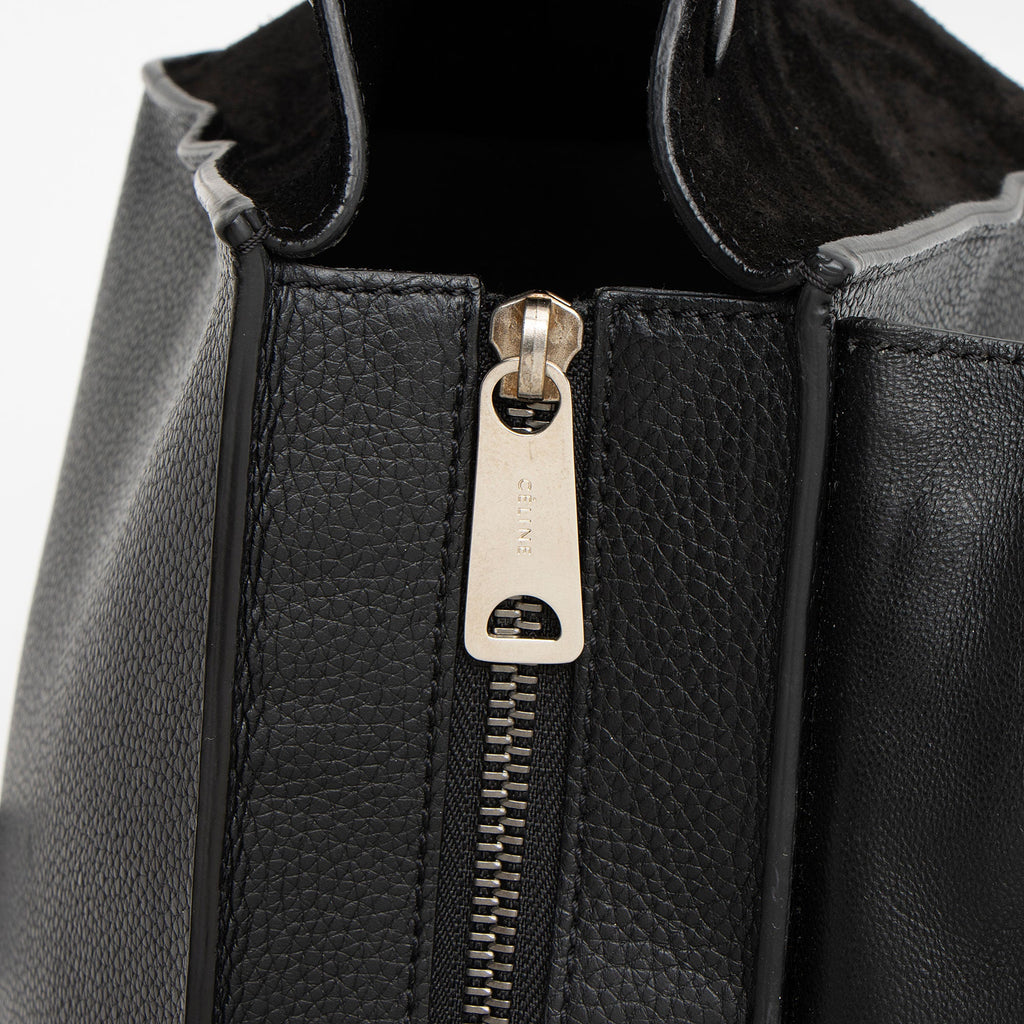 Celine Drummed Calfskin Suede Medium Trapeze Bag