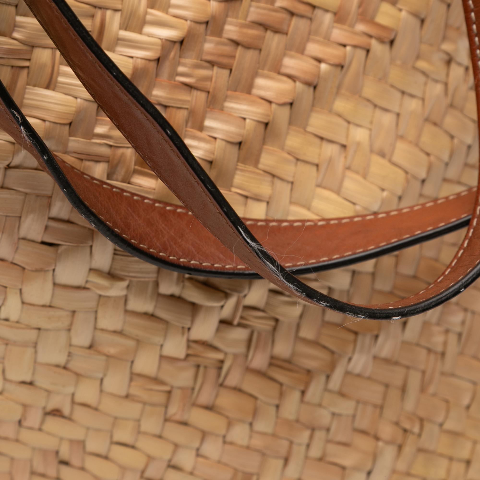 Celine Large Raffia Cuir Triomphe Classic Panier Tote