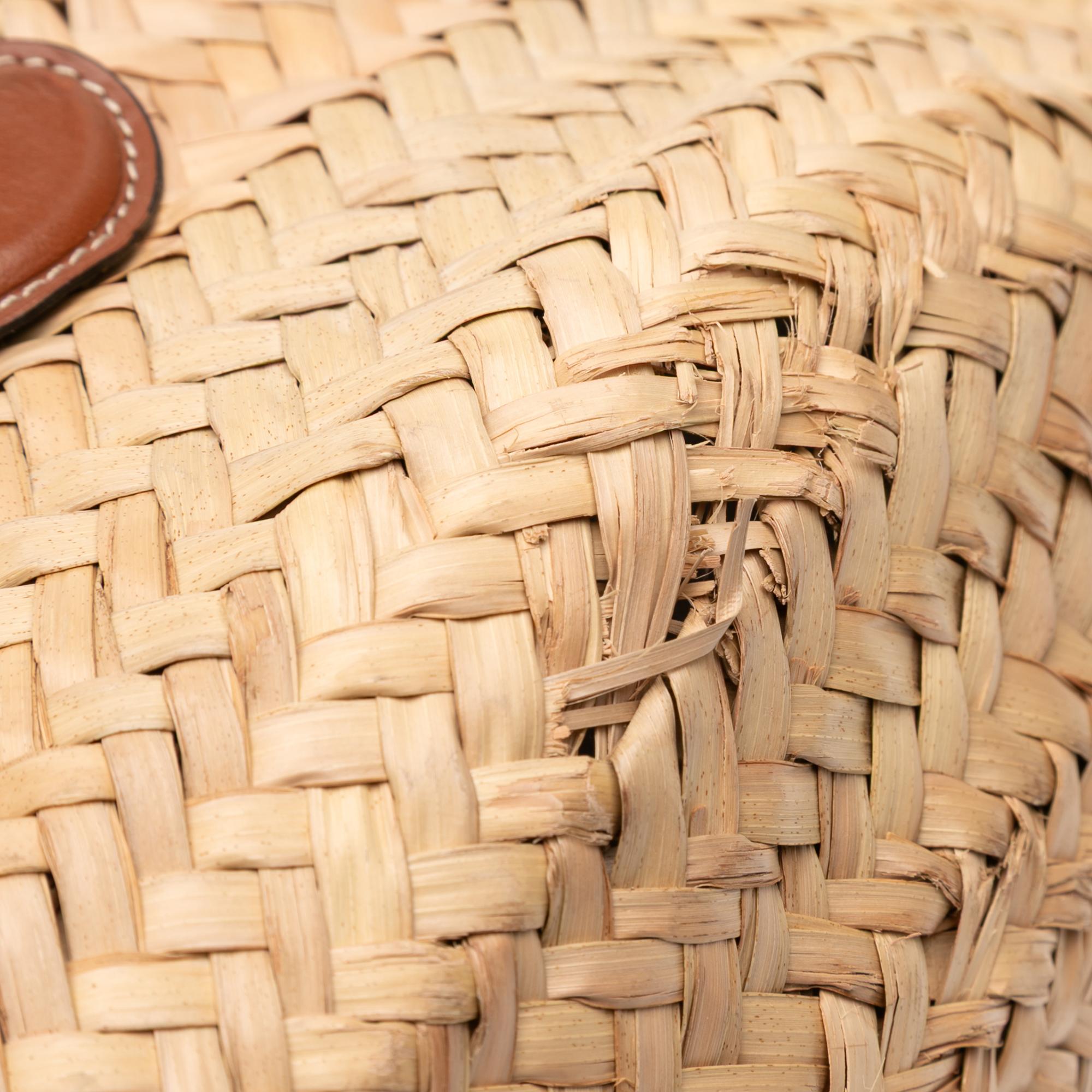 Celine Large Raffia Cuir Triomphe Classic Panier Tote